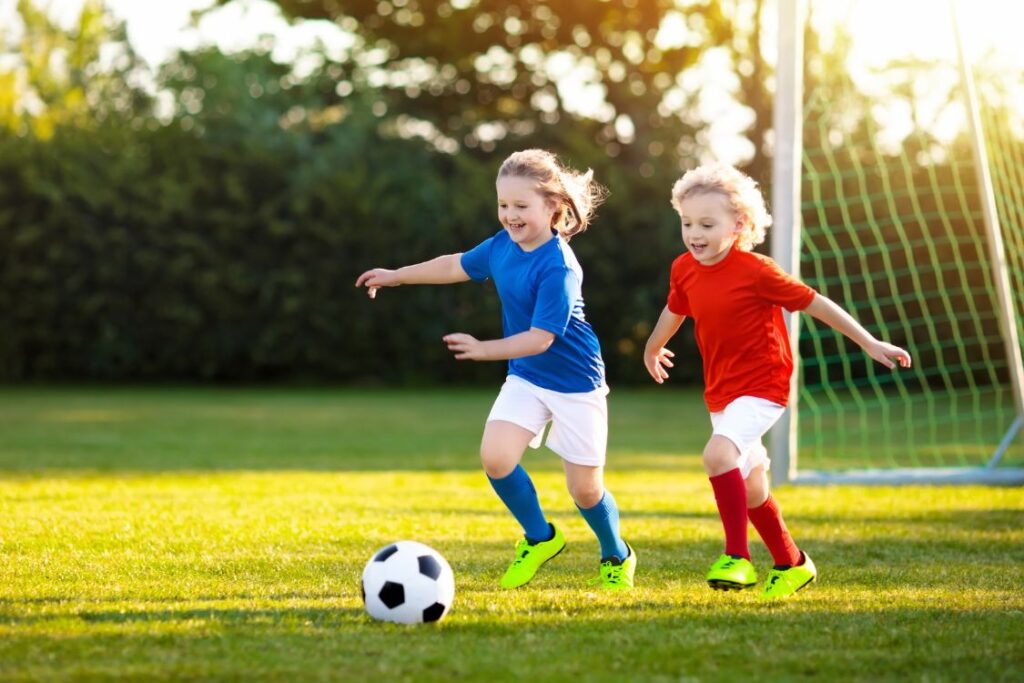 Kids playing soccer