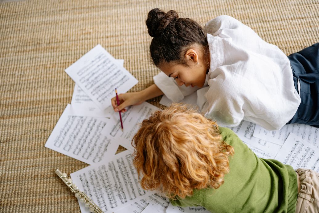 Music teacher with her student